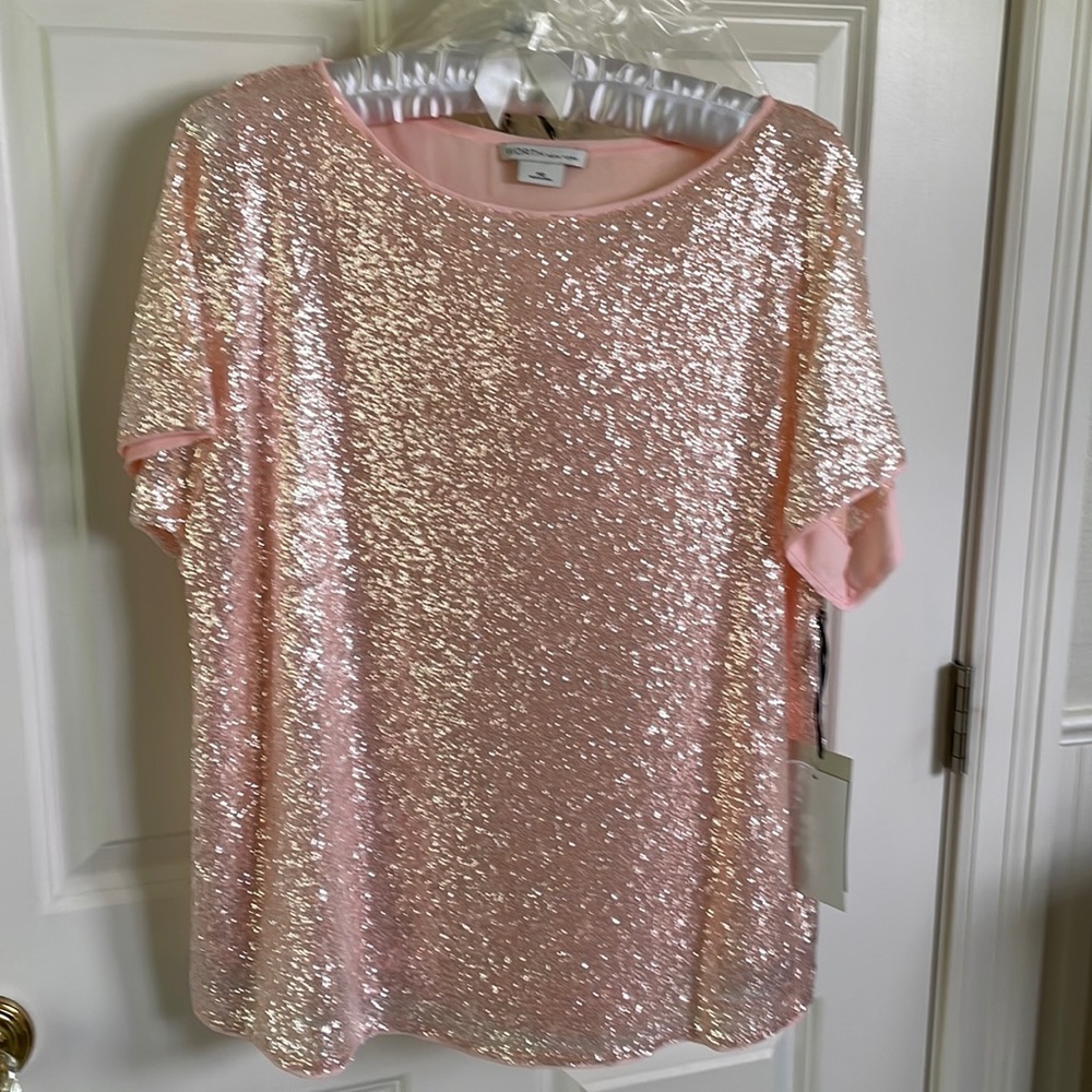 Beautiful Worth blush sequined top size medium